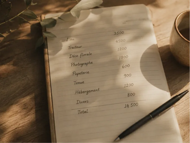 Gestion sommaire d'un budget de mariage avant prise en main d'une wedding planner expérimentée