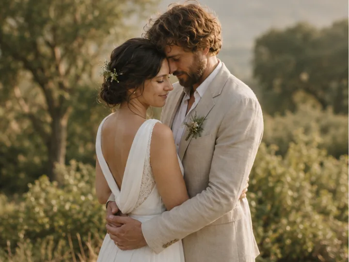 séance photo couple jeunes mariés fond provence oliviers domaine écoresponsable