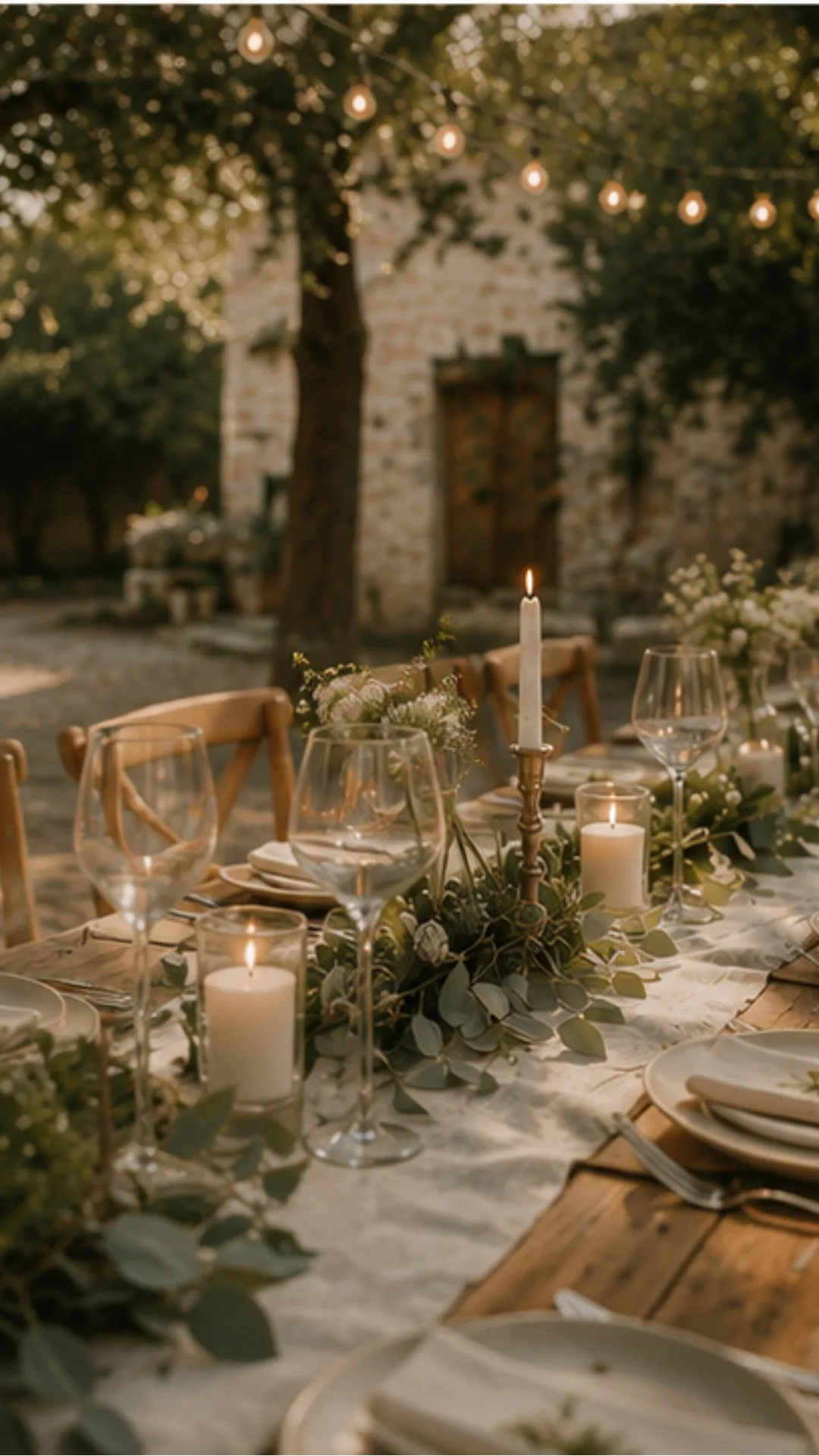Organisation de mariage avec table de réception à la décoration naturelle en Provence comme inspiration