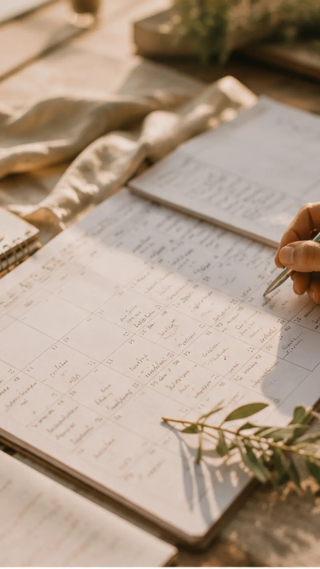 Planning des étapes d'organisation de mariage à effet rétroactif, ici en version papier.